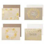 グリーティングカード 箔押し シャイニーフラワー リーフ バースデイ サンキュー